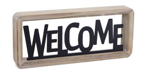 Welcome Sign  11.75"L x 5"H Wood/Metal