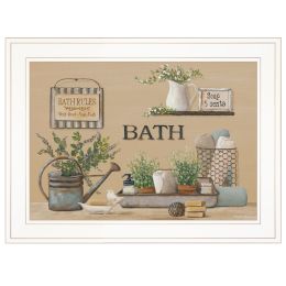 Trendy Decor 4U "Farmhouse Bath II" Framed Wall Art, Modern Home Decor Framed Print for Living Room