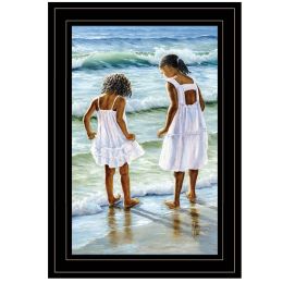 "Two Girls at the Beach" By Georgia Janisse, Ready to Hang Framed Print, Black Frame