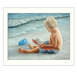 "In the Sand" By Georgia Janisse, Printed Wall Art, Ready To Hang Framed Poster, White Frame