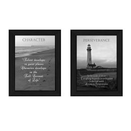 "Character Collection" 2-Piece Vignette By Trendy Decor4U, Printed Wall Art, Ready To Hang Framed Poster, Black Frame