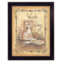 "Wash Day" By Mary June, Printed Wall Art, Ready To Hang Framed Poster, Black Frame