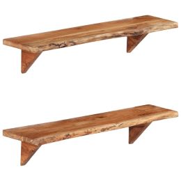 Wall Shelves 2 pcs 35.4"x7.9"x7.1" Solid Acacia Wood