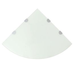 Corner Shelf with Chrome Supports Glass White 17.7"x17.7"