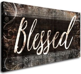Blessed Home Quote Canvas Wall Art|Brown Wall Decor