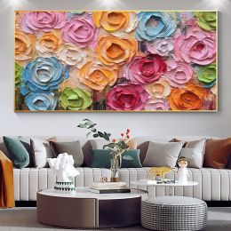 Handmade Oil Painting Colorful Rose Oil Painting on Canvas (Style: 01, size: 150x220cm)
